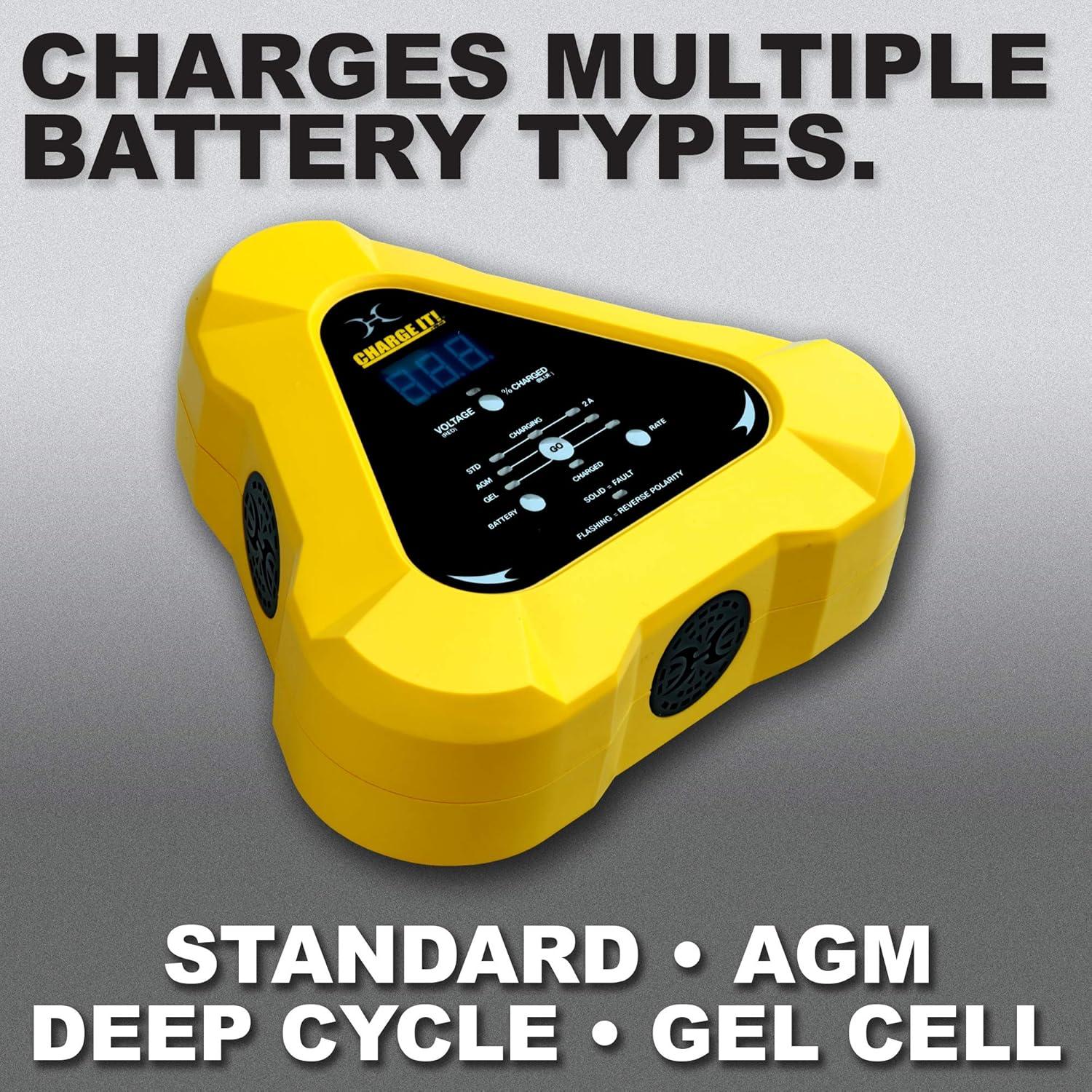 imageClore Automotive CHARGE IT 4520 12 Volt 20 Amp FullyAutomatic Smart Battery Charger Battery Maintainer and Desulfator Yellow
