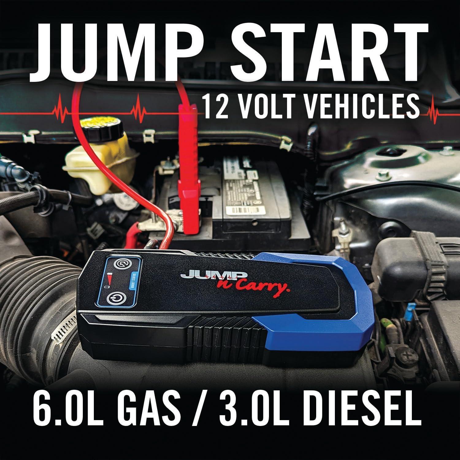 imageClore Automotive JNC325 JumpNCarry 2000A 12 Volt Jump Starter for up to 80L Gasoline and 60L Diesel Engines1000A