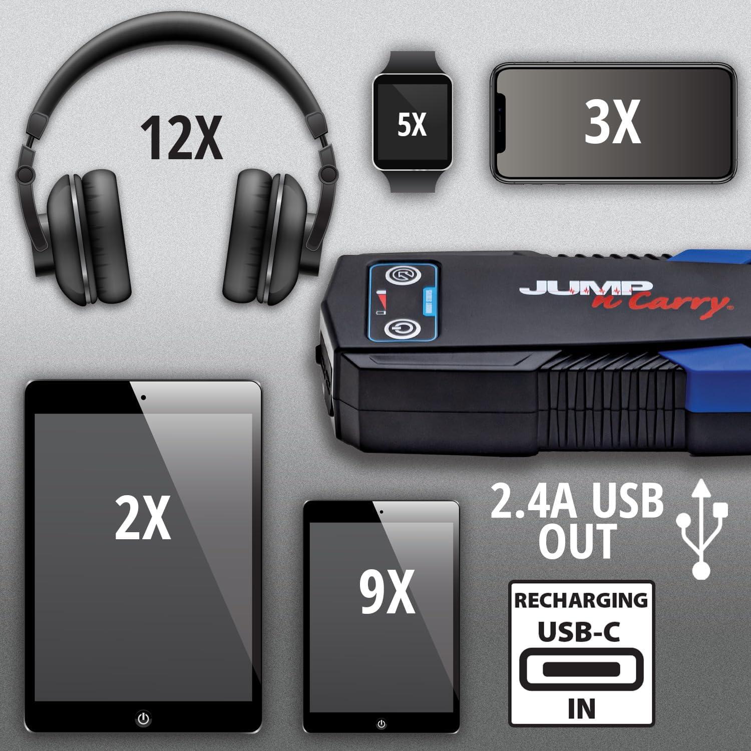 imageClore Automotive JNC325 JumpNCarry 2000A 12 Volt Jump Starter for up to 80L Gasoline and 60L Diesel Engines1000A