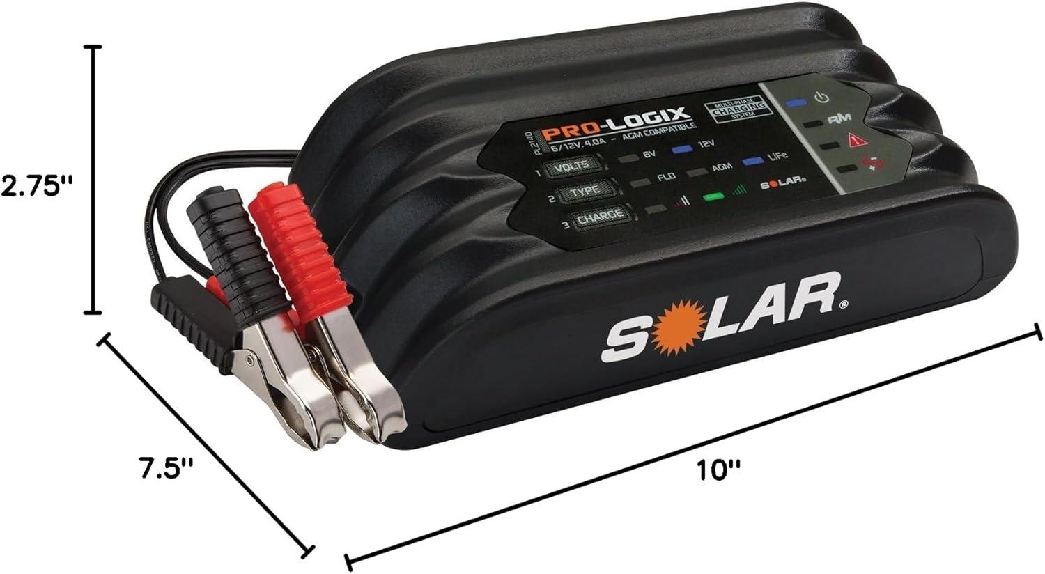 imageClore Automotive PL2140 4Amp FullyAutomatic Smart Charger 6V and 12V Battery Charger Battery Maintainer and Battery Desulfator with Temperature Compensation Gray