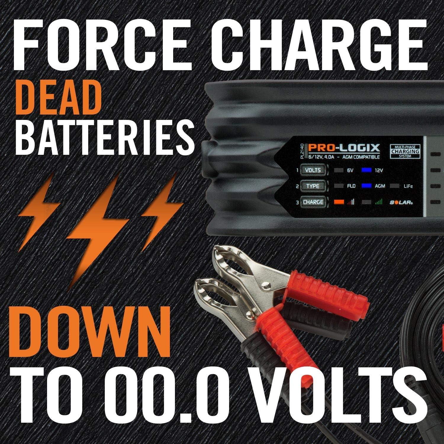 imageClore Automotive PL2140 4Amp FullyAutomatic Smart Charger 6V and 12V Battery Charger Battery Maintainer and Battery Desulfator with Temperature Compensation Gray