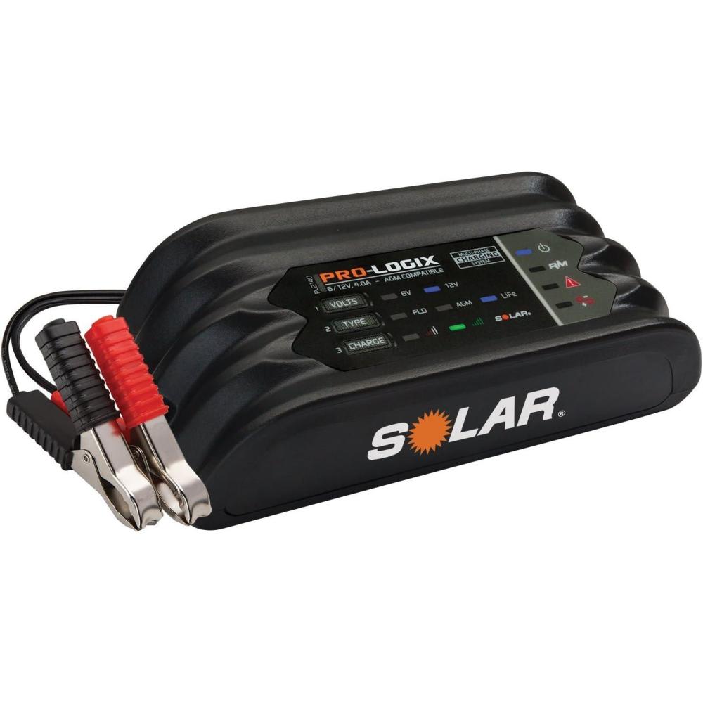 imageClore Automotive PL2140 4Amp FullyAutomatic Smart Charger 6V and 12V Battery Charger Battery Maintainer and Battery Desulfator with Temperature Compensation Gray